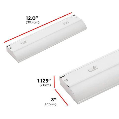 Dimensions of 12 Inch Hardwired Under Cabinet Lights With Dimmable 3 Color Temperature 2700K 4000K 5000K Warm White Cool White Daylight 460 Lumen High CRI 90 Kitchen Under Counter Lighting.