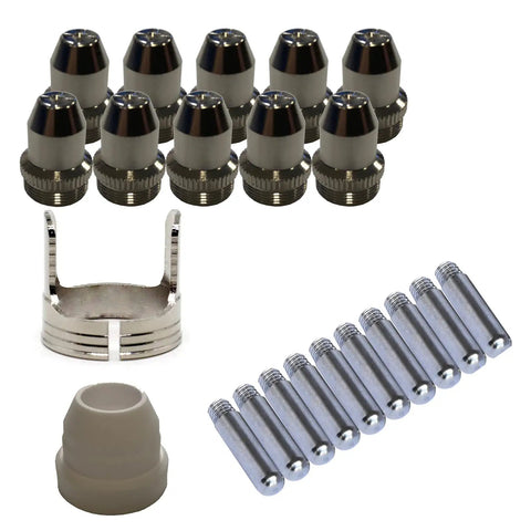Brown Color Plasma Cutter Consumables Set For LTP5800D LTP5000D And LTPDC2000D 22 Piece Kit With 10 Nozzles 10 Electrodes 1 Cup 1 Stand Off Guide Heavy Duty