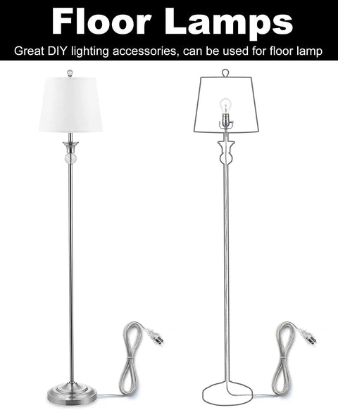 DIY Lamp Wiring Kit With 3 Way Socket, 12 Ft Cord, Hardware Pack And Table Lamp Repair Parts for vintage or modern floor lamps