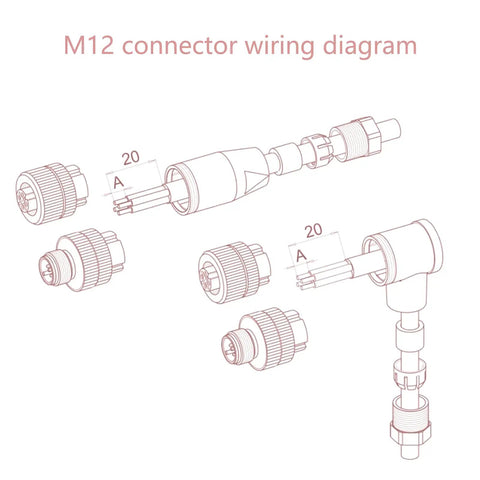M12 8 Pin Female Industrial Circular Connector A Code Straight 2 Pack Field Wireable Sensor Adapter IP67 wiring diagram