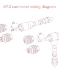 M12 connector wiring diagram for Two Pack M12 Four Pin A Code Female Circular Connector IP67 Sensor Plug setup.