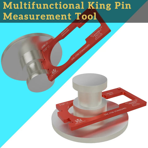 2 Inch King Pin Wear Gauge Made From Aluminum Alloy Portable On The Go SAE J700 Compliant Tool For Quick Accurate King Pin Neck Wear Measurements In Automotive Maintenance. red aluminum alloy king pin wear gauge shown with SAE J700 markings