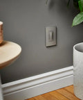 Radiant WNRH1NI In Wall Smart Gateway With Netatmo for Ultra Reliable Mesh Lighting Control in nickel finish on wall