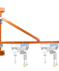 Heavy Duty Wall Mount Jib Crane Hoist Support Arm With 180 Degree Swinging Electric Scaffolding Lift Bracket All Steel Construction 660 Lbs Capacity For Industrial Garage Workshop Use Durable Steel Pole Holder mounted on wall.