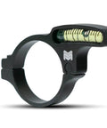 Next Level Precision Scope Level Bubble for Rifle Scopes 34 MM Diameter with MOA Hashmarks, black alloy material, side view.