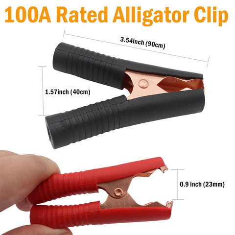Heavy Duty Insulated Alligator Clips Set For Battery Testing And Electrical Projects, 100A Beefed Up Spring Loaded