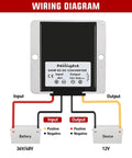 Wiring diagram for Beefy 48V To 12V Converter 240W 20A Waterproof Regulator showing input and output connections.