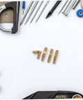 Hidden Brass Barrel Hinges For Jewelry Boxes And Cabinets, 25 Piece Concealed Cylinder Box Hinges shown with tools