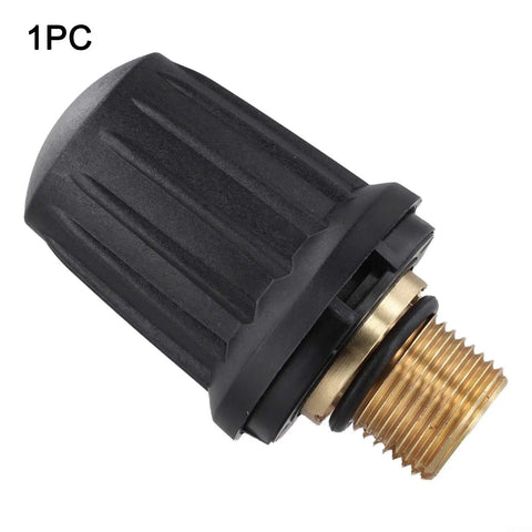 Premium Solid Brass Safety Valve Compatible With Karcher SG4-4 Steam Cleaner Replaces 2.889-104.0 showing threaded brass base and black cap.
