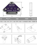 ESPTRS Arrow Welding Magnet, purple metal construction, 28 LBS holding capacity, multi-angle welding tool (front view)