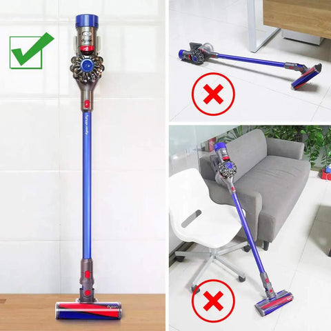 Dyson V7 V8 Wall Mount Storage Holder for Vacuum Cleaner Bracket Organizer Wall Mount Stand displayed in use and comparison
