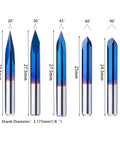 One Eighth Inch Shank CNC Router Bits Kit For All Purpose Engraving And Milling with various triangular engraving bits