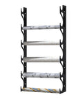 Straight Up Solid Metal Wall Mount Vinyl Holder Rack Stores Six Rolls With Adjustable Brackets For Zero Hassle Shop Organization And Super Smooth Storage.