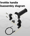 Throttle handle disassembly diagram for 7/8 Inch Twist Throttle Cable Handle Kit for Mini Bikes and Go Karts
