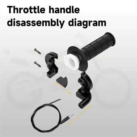 Throttle handle disassembly diagram for 7/8 Inch Twist Throttle Cable Handle Kit for Mini Bikes and Go Karts