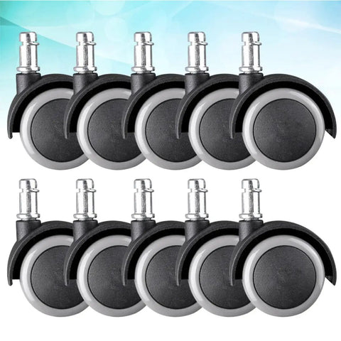 Caster Wheels Nylon Inch 10pcs Universal Grey for Sofa Chair, set of grey and black replacement wheels for office chairs.