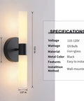 Set Of Two Matte Black Wall Sconces With White Glass Shades For A Modern Bathroom And Living Room, Durable Metal Fixtures