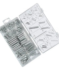 Assorted Extension Springs Kit 200 Pcs Metal Tension Springs in organized box for DIY tools and home appliances.