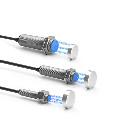 Versatile Hall Effect Proximity Sensor Switch M8 M12 M18 Inductive Magnetic Reed Type 12V DC NPN Or PNP Normally Open Includes Gift Magnet close-up with magnet sensing