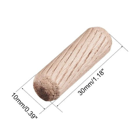1000 Pcs Hella Smooth Wooden Joint Connector Pegs Kiln Dried Hardwood Dowel Pins Fluted Beveled Design, 30mm long, 10mm wide.