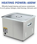 Ultrasonic cleaner, stainless steel 15L, with lid and side handle