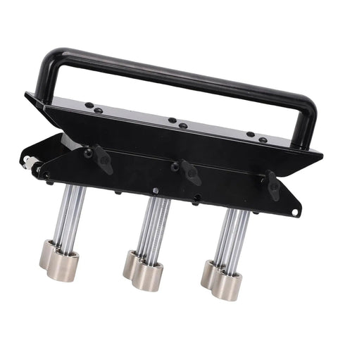 DripProof Sheet Metal Bending Machine With V Groove Roller System For Secure Clamping And Fewer Errors, Ideal For Creating Eaves Drip Edges And Roof Panels, Lightweight And No Fuss To Use, Precisely Adjustable Bender. Black metal bender with handle and 3 rollers