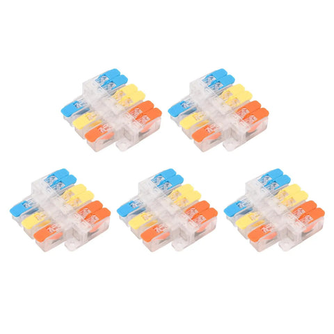 Five 3 In 6 Out Quick Wiring Splice Cable Connector 41A 450V with red copper contacts and PA fire retardant housing