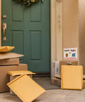 Weather Resistant Aluminum Package Delivery Sign 8X12 Please Leave Packages Here For Carriers at front porch with packages.