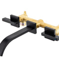 Matte Black Solid Brass Wall Mount Bathroom Faucet With Dual Lever Handles 8 Inch Center Wall Mounted Sink Faucet