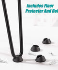 22 Inch Hairpin Leg Set For Coffee Tables Desks Nightstands And More Heavy Duty Satin Black Metal Two Rod Legs with bolts