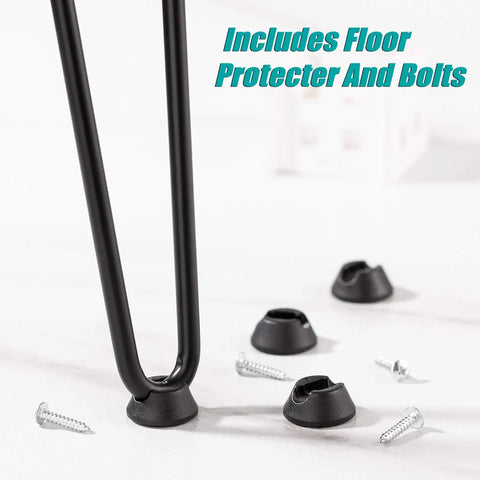22 Inch Hairpin Leg Set For Coffee Tables Desks Nightstands And More Heavy Duty Satin Black Metal Two Rod Legs with bolts