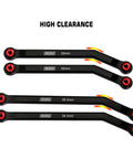 Aluminum 4 Link Set for SCX24 C10 JLU Bronco Base Camp 4Runner Black CNC Link Replacement Eliminates Axle Wrap Reduces Drive Shaft Friction Smoother Ride Higher Clearance, 50mm and 58.5mm links