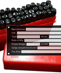 DIY 4MM Steel Die Stamping Kit With Blank VIN Tag For Trailers Boats And Trucks, red box with stamps and black ID plate