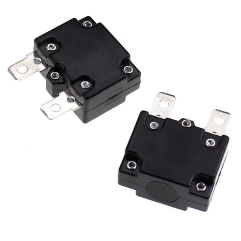 2 Pack Auto Reset Thermal Circuit Breaker 125 To 250V AC, 32V DC, 15 Amp Overload Protector Switch, Single Pole, Compact Design