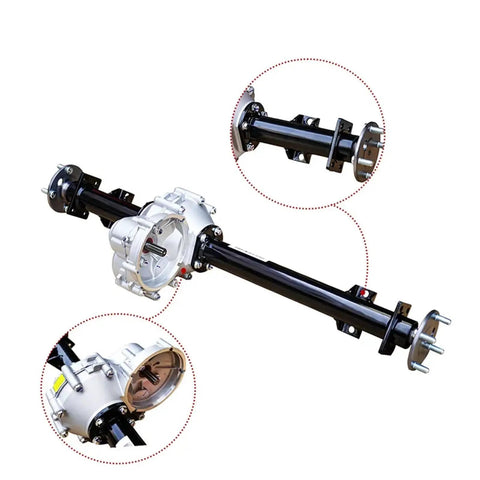 Heavy Duty Electric Golf Cart Rear End Drive Shaft Assembly 1027717-01 with gearbox detail and connections.