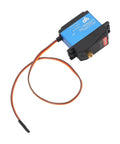 Rock Solid 25Kg Rc Servo Motor Loaded With Serious High Torsion Output And Durable Metal Gears For Heavy Duty Robotics And Fast Automation Builds Running Smooth On 4.8 To 7.2 Volt Systems, showing blue casing and connection wire.