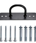 Heavy Duty Battle Rope Wall And Ceiling Mount Anchor Bracket For Suspension Straps with screws for home gym installation.