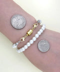 Double Lobster Clasp Magnetic Necklace Closures For Bracelets And Necklaces 14K Gold And Silver Magnetic Clasps on pearl bracelet