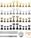 All In One Leather Rivet Kit With 480 Sets Double Cap Tubular Metal Studs Four Colors And Three Sizes 6x6 Mm 8x8 Mm 8x12 Mm