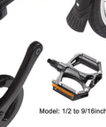 Bike Pedal Adapter Nine Sixteenths To One Half Inch Aluminum Alloy Bicycle Pedal Adapter near a bike crank.