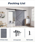 Gray Wood Barn Door Slab 54x84 Inches With 9 Foot Barn Door Hardware Track Kit Included displayed in modern room setup