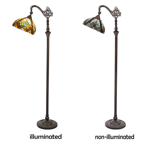 Tiffany Style Stained Glass Reading Floor Lamp With Antique Arched Tall Design 62 Inch Standing Lamp For Living Room Bedroom Or Office