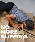Man falling on stairs highlighting importance of No Slip Grip Tape For Indoor Outdoor Use White 1 Inch By 10 Yards All Weather Traction Tape.