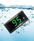 Universal Digital Engine Temperature Gauge With 10mm Or 14mm Probe Adapter showing 95°F on LCD display underwater.