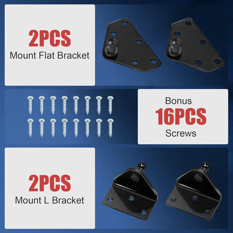 Rock Solid Heavy Duty 28 Inch Gas Strut With Mounting Bracket For Truck Bed Tonneau Cover compatibility parts inclusive brackets and screws