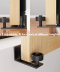 Sliding Barn Door Floor Guide With Eight Setup Options For Bottom And Wall Mounted Applications Adjustable Roller Flush Bottom Hardware Easy Assembly Made From Solid Carbon Steel With Powder Coating And A POM Nylon Roller For Quiet Smooth Sliding