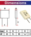 Diagram of Ceramic Cement Resistor Kit 5W DIY Assortment Pack With 0.05 Ohm To 1 Ohm Values Includes 10 Types And 49 Pieces
