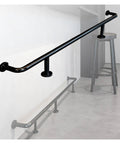 Heavy Duty Stainless Steel Bar Foot Rail Kit Featuring A Super Slick Satin Finish And Fully Adjustable Undercounter Footrest Railing on a clean wall.