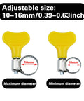 Stainless steel adjustable hose clamps, yellow, 10-16mm