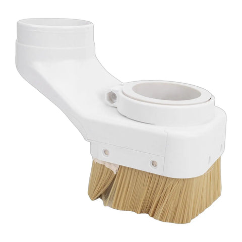 Heavy Duty 80Mm Cnc Spindle Dust Boot Shoe With Nifty Detachable Brushes And Straight Shooter Chip Guard in white.